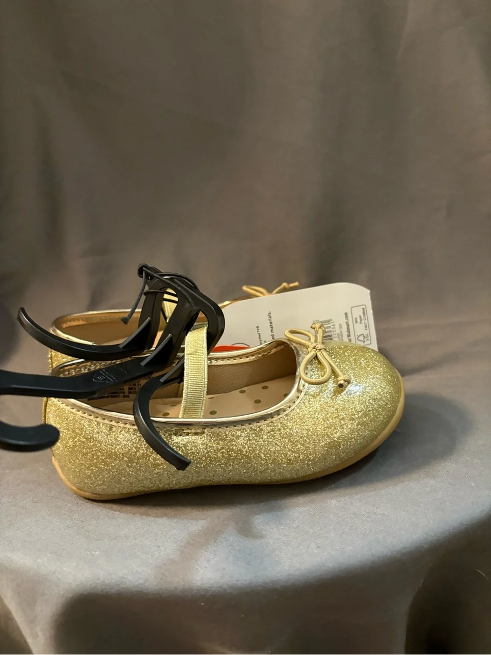 NWT wonder nation Girls Gold Glitter Mary Jane Flats size 5 (12-18 Months) TR163